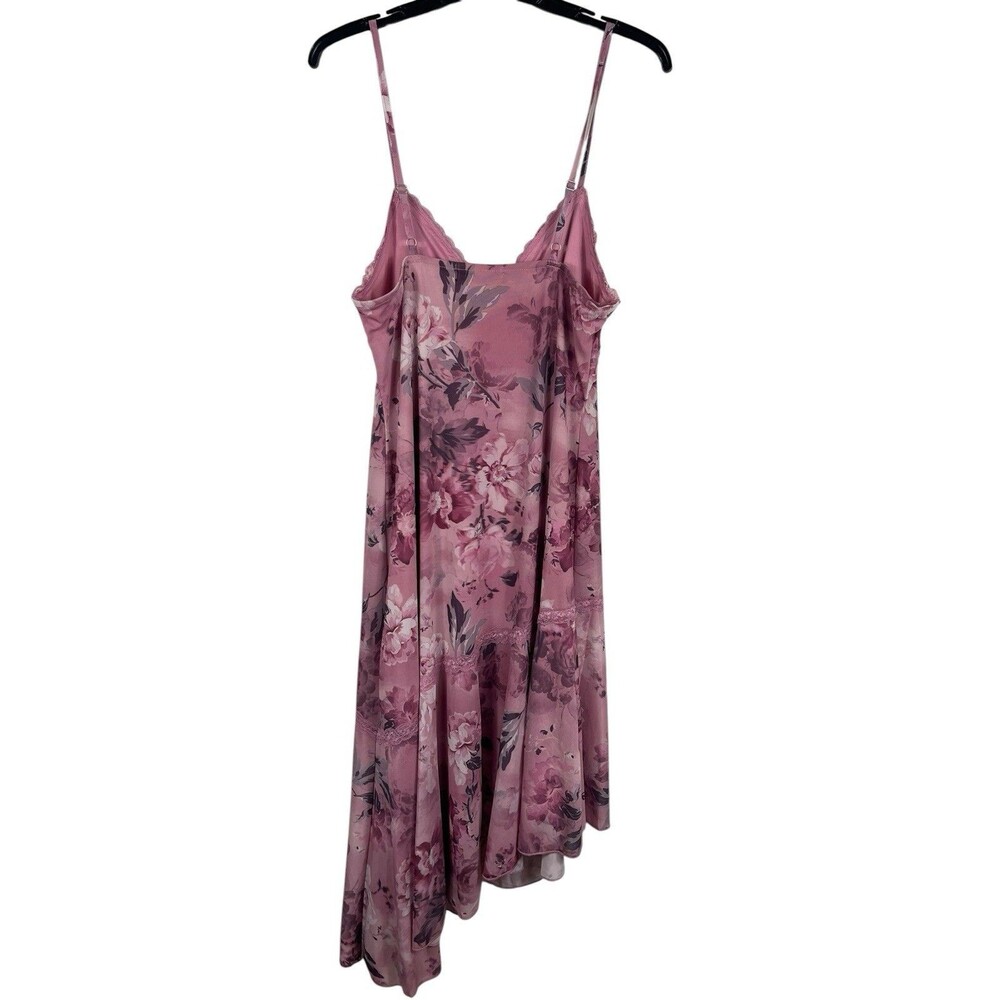 Y2K Babydoll Madden NYC Cocquette Pink Floral Lace Asymmetrical Slip Dress L - Picture 6 of 16